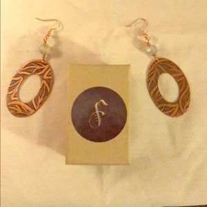 Copper etched Forrest leaf earrings
